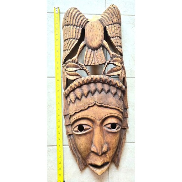 African Solid Wood Carved Art Wall Decoration Folk Art Tribal Mask - Picture 2 of 5